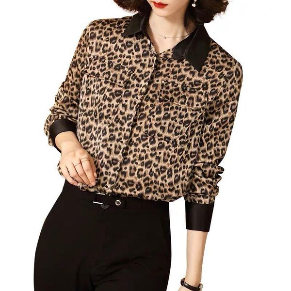 women's blouses & shirts women spring summer style lady casual long sleeve turn-down collar leopard printed blusas df2705, White
women's blouses & shirts women spring summer style lady casual long sleeve turn-down collar leopard printed blusas df2705, White