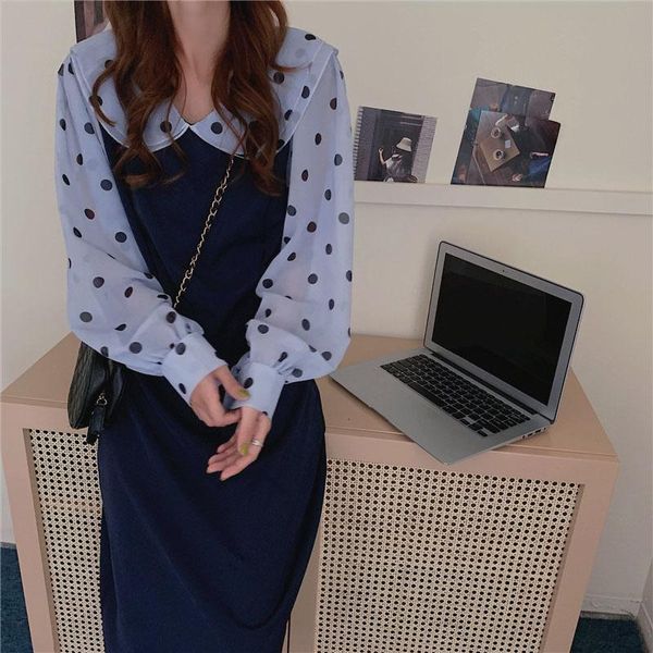 casual dresses korean sweet temperament girl retro polka dot high waist dress 2021 autumn slim puff long sleeve fake two piece women, Black;gray
casual dresses korean sweet temperament girl retro polka dot high waist dress 2021 autumn slim puff long sleeve fake two piece women, Black;gray