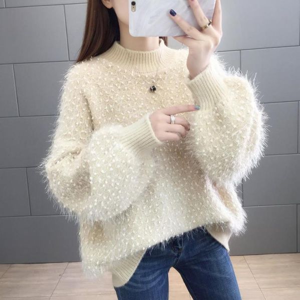 women's sweaters white mohair fur knitted sweater women pullovers 2021 winter fashion shiny soft warm jumper female loose casual, White;black
women's sweaters white mohair fur knitted sweater women pullovers 2021 winter fashion shiny soft warm jumper female loose casual, White;black