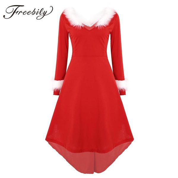 casual dresses womens mrs santa claus xmas party costume christmas fancy dress v-neck long sleeves faux fur trimmed high-low hemline midi, Black;gray
casual dresses womens mrs santa claus xmas party costume christmas fancy dress v-neck long sleeves faux fur trimmed high-low hemline midi, Black;gray