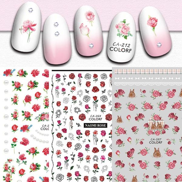 types valentine's day rose series 3d adhesive french floral pattern nail sticker design charm decoration supplies stickers & decals, Black
types valentine's day rose series 3d adhesive french floral pattern nail sticker design charm decoration supplies stickers & decals, Black