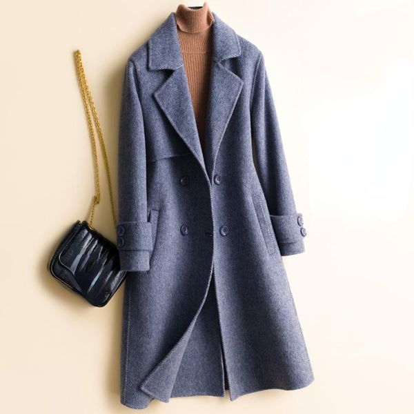 women's wool & blends 2021 autumn 100% coat female fashion real double-faced woolen women double breasted jacket casaco feminino gmm 24, Black
women's wool & blends 2021 autumn 100% coat female fashion real double-faced woolen women double breasted jacket casaco feminino gmm 24, Black