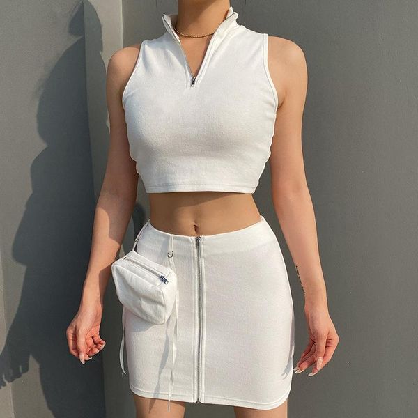 two piece dress 2 set women turtleneck crop and zipper mini skirt suit 2021 summer club party sleeveless skirts outfits, White
two piece dress 2 set women turtleneck crop and zipper mini skirt suit 2021 summer club party sleeveless skirts outfits, White