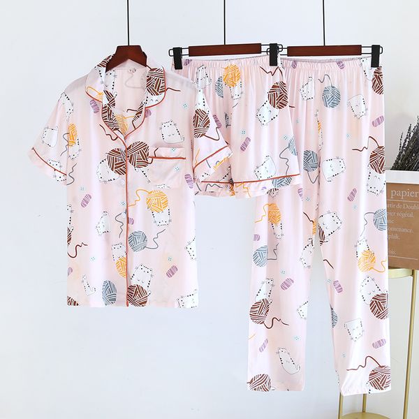 2021 new womens spring and summer100%viscose pajamas three-piece short sleeve + shorts + trousers soft and comfortable homewear, Black;red
2021 new womens spring and summer100%viscose pajamas three-piece short sleeve + shorts + trousers soft and comfortable homewear, Black;red