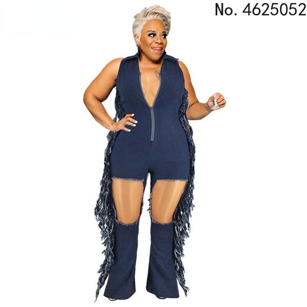 ethnic clothing denim sleeveless hollow out jumpsuit women tassels jeans rompers overalls plus size 4xl turn down collar zipper vestidos cas, Red 
ethnic clothing denim sleeveless hollow out jumpsuit women tassels jeans rompers overalls plus size 4xl turn down collar zipper vestidos cas, Red