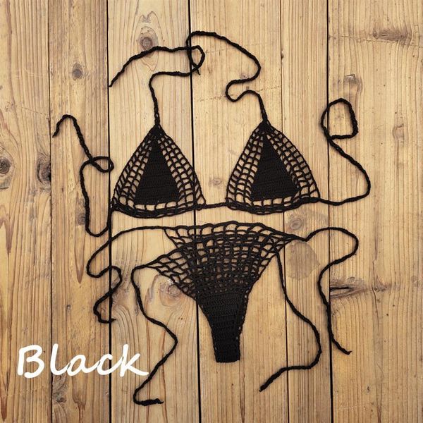 women's swimwear handmade crochet micro bikini g thong string beach lingerie sets, White;black 
women's swimwear handmade crochet micro bikini g thong string beach lingerie sets, White;black