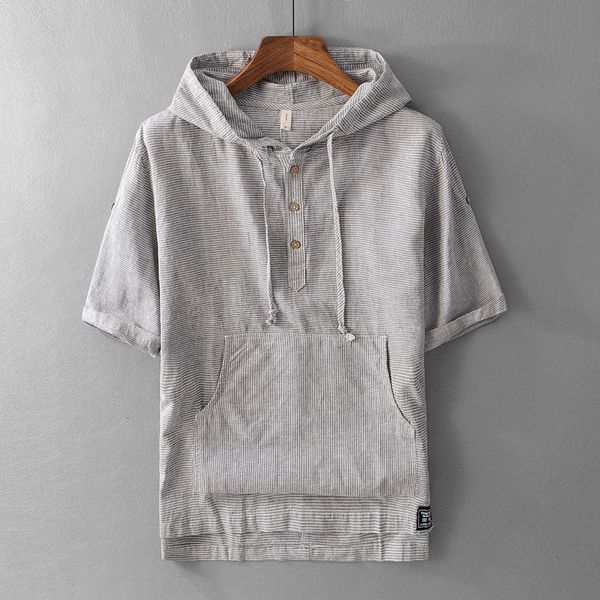 shirts summer fashion hooded collar half length sleeve linen men cotton tee pullover vintage casual stripe shirts, White;black
shirts summer fashion hooded collar half length sleeve linen men cotton tee pullover vintage casual stripe shirts, White;black