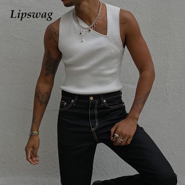 men' tank 2021 summer casual knitted men hipster slash neck slim vest tee white solid sleeveless fashion streetwear, White;black
men' tank 2021 summer casual knitted men hipster slash neck slim vest tee white solid sleeveless fashion streetwear, White;black