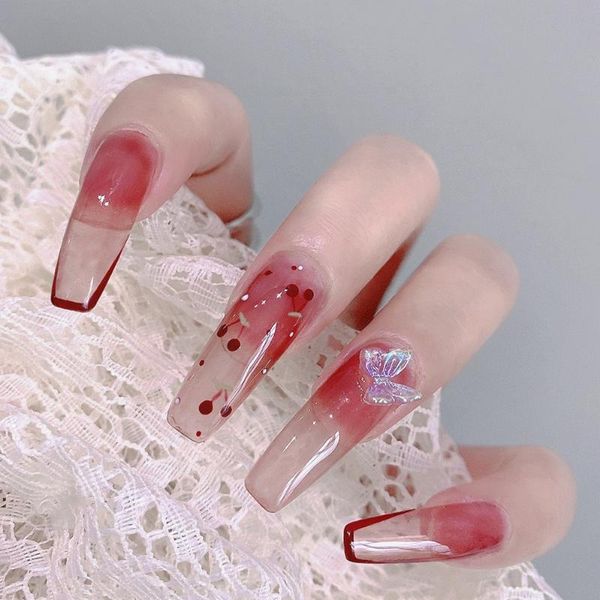 false nails 24pcs cherry butterfly print nail patch glue type removable long paragraph fashion manicure fake sttx889, Red;gold
false nails 24pcs cherry butterfly print nail patch glue type removable long paragraph fashion manicure fake sttx889, Red;gold
