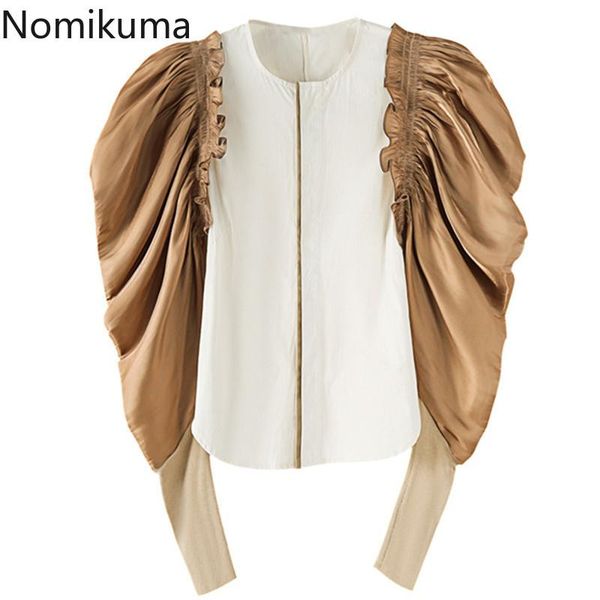 nomikuma women blouse puff sleeve hit color patchwork shirt korean o-neck slim 2021 spring blusas mujer de moda 6f423 women's blouses, White
nomikuma women blouse puff sleeve hit color patchwork shirt korean o-neck slim 2021 spring blusas mujer de moda 6f423 women's blouses, White