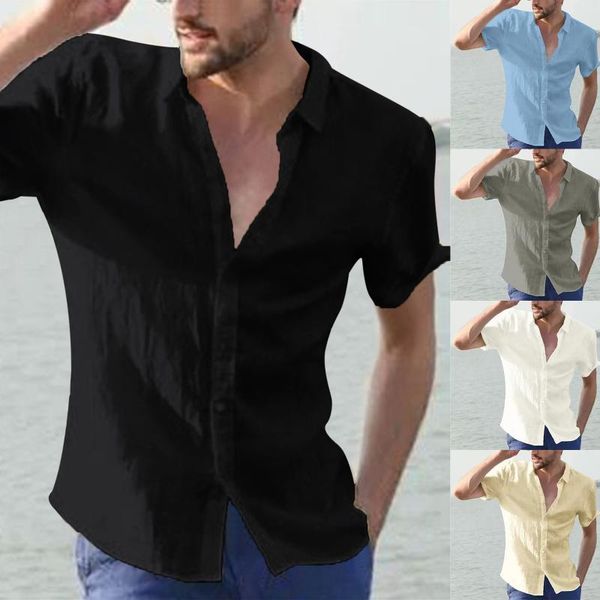men's casual shirts fashion solid color lapel cardigan short sleeve single breasted shirt chemise homme clothing, White;black
men's casual shirts fashion solid color lapel cardigan short sleeve single breasted shirt chemise homme clothing, White;black