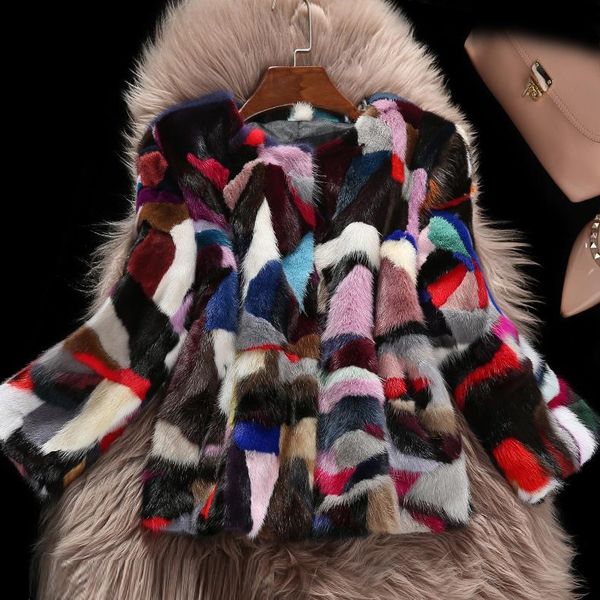 women's fur & faux genuine real natural mink coat fashion multi-color colorfull jacket outwear warm winter 60cm length full sleeve, Black
women's fur & faux genuine real natural mink coat fashion multi-color colorfull jacket outwear warm winter 60cm length full sleeve, Black