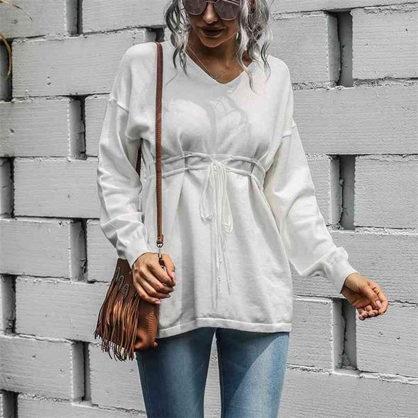 v neck jumper sweater womens women's autumn and winter fashion casual lantern sleeve drawstring sweater pullovers 210517, White;black
v neck jumper sweater womens women's autumn and winter fashion casual lantern sleeve drawstring sweater pullovers 210517, White;black
