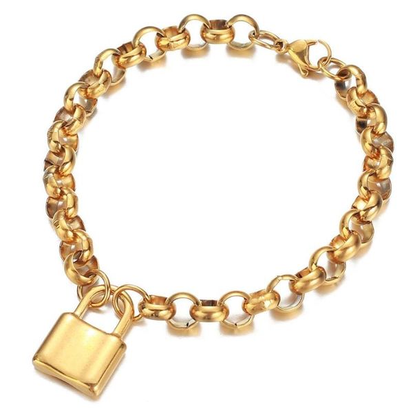 men's women's hand bracelet gold silver color stainless steel chain lock charm bracelets for women girls jewelry 2021, Golden;silver
men's women's hand bracelet gold silver color stainless steel chain lock charm bracelets for women girls jewelry 2021, Golden;silver