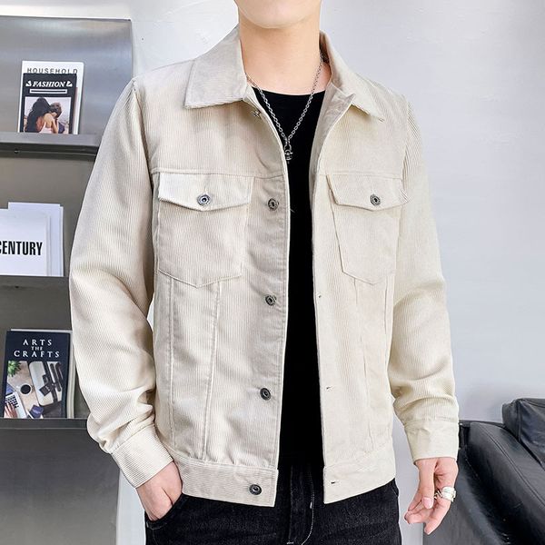 coat denim men's spring autumn thin korean loose work clothes corduroy casual jacket, Black;brown
coat denim men's spring autumn thin korean loose work clothes corduroy casual jacket, Black;brown