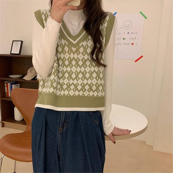 women's blouses & shirts 2021 fashion knitted printed long sleeve sweaters korean v-neck pullover ladies vest academic style outer swea, White
women's blouses & shirts 2021 fashion knitted printed long sleeve sweaters korean v-neck pullover ladies vest academic style outer swea, White