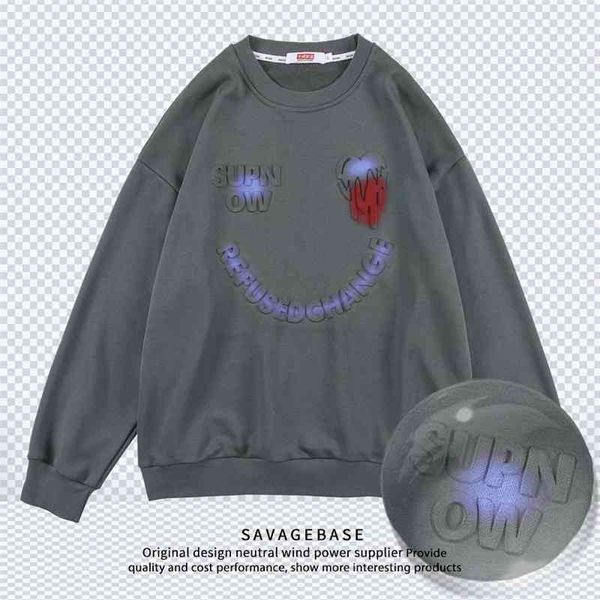 autumn and winter new dark foam printing smiling face sweater street men's graffiti letters old neutral wo long sleeves, Black
autumn and winter new dark foam printing smiling face sweater street men's graffiti letters old neutral wo long sleeves, Black