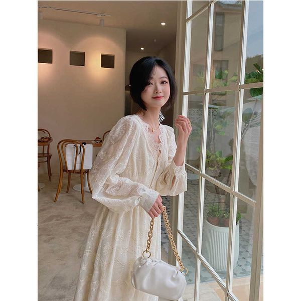 white drs female lace embroidery 2021 early autumn gentle temperament thin french first love drs, Black;gray
white drs female lace embroidery 2021 early autumn gentle temperament thin french first love drs, Black;gray