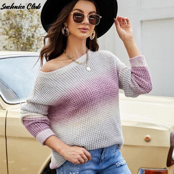 women's sweaters round neck gradient pullover sweater autumn/winter 2021 long-sleeved loose knit, White;black
women's sweaters round neck gradient pullover sweater autumn/winter 2021 long-sleeved loose knit, White;black