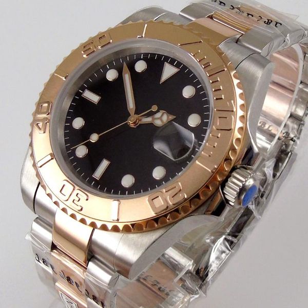 wristwatches 40mm black sterile dial luminous brushed ceramic bezel sapphire rose gold automatic nh35 miyota 8215 movement mens wristwatch, Slivery;brown
wristwatches 40mm black sterile dial luminous brushed ceramic bezel sapphire rose gold automatic nh35 miyota 8215 movement mens wristwatch, Slivery;brown