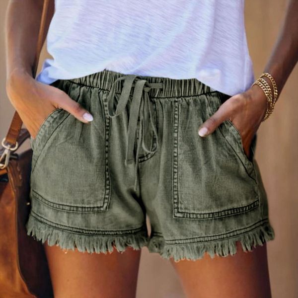 summer fashion denim pocket tassel womens shorts drawstring casual solid elastic waist gm, White;black
summer fashion denim pocket tassel womens shorts drawstring casual solid elastic waist gm, White;black