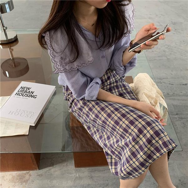 skirts 2021 women summer purple plaid long straight skirt elastic high waist pencil jupes, Black
skirts 2021 women summer purple plaid long straight skirt elastic high waist pencil jupes, Black