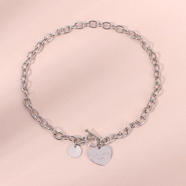 casual simple women necklace heart alloy letter pendant ladies elegant temperament chain fashion gift jewelry chains, Silver
casual simple women necklace heart alloy letter pendant ladies elegant temperament chain fashion gift jewelry chains, Silver