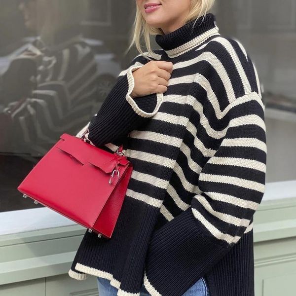 women's sweaters women long sleeve turtleneck wool cotton winter knitted striped female pullover casual vintage ladies knitwear, White;black
women's sweaters women long sleeve turtleneck wool cotton winter knitted striped female pullover casual vintage ladies knitwear, White;black