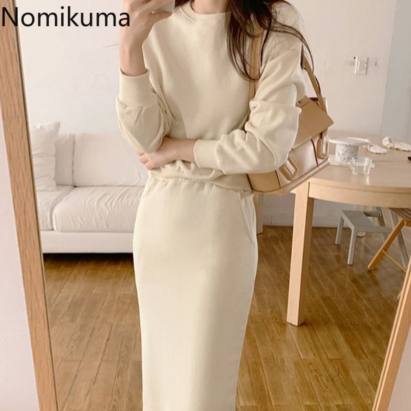 nomikuma korean elegant women two pieces sets o-neck long sleeve sweatshirt + high waist split skirt autumn new outfits 6c249 210427, White
nomikuma korean elegant women two pieces sets o-neck long sleeve sweatshirt + high waist split skirt autumn new outfits 6c249 210427, White