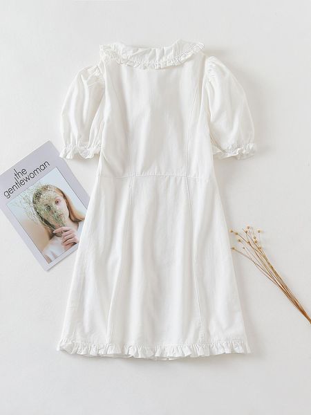 skirts new summer dresses with sweet flounced baby collar and short sleeves female solid color single-breasted dress, Black
skirts new summer dresses with sweet flounced baby collar and short sleeves female solid color single-breasted dress, Black