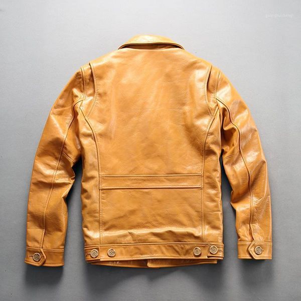 men's slim fit real leather jacket turn down collar yellow genuine men casual coat & faux, Black
men's slim fit real leather jacket turn down collar yellow genuine men casual coat & faux, Black