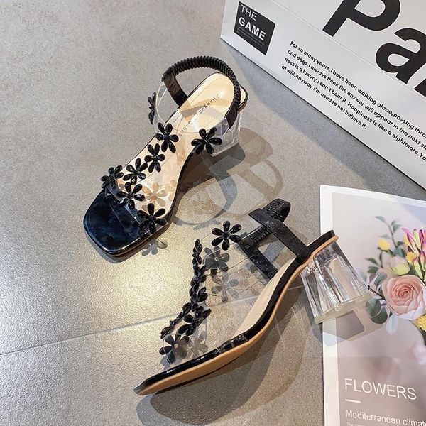 sandals exquisite rhinestone high heel open toe ladies summer fashion all-match transparent flowers casual for outerwear, Black
sandals exquisite rhinestone high heel open toe ladies summer fashion all-match transparent flowers casual for outerwear, Black