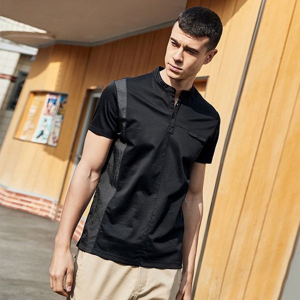 summer men t cotton button patchwork black white color for man fashion short sleeve slim t-shirt male tee shirt 5917
summer men t cotton button patchwork black white color for man fashion short sleeve slim t-shirt male tee shirt 5917