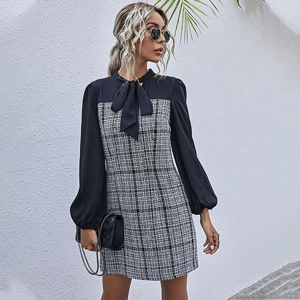 casual dresses knoyeer elegant bow neck long sleeve mini women vintage plaid spring autumn contrast color spliced sheath party dress, Black;gray
casual dresses knoyeer elegant bow neck long sleeve mini women vintage plaid spring autumn contrast color spliced sheath party dress, Black;gray