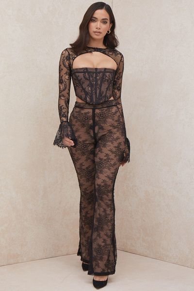 women's two piece pants 201 autumn black mesh lace print bandage set high street celebrity designer fashion evening party vin, White
women's two piece pants 201 autumn black mesh lace print bandage set high street celebrity designer fashion evening party vin, White