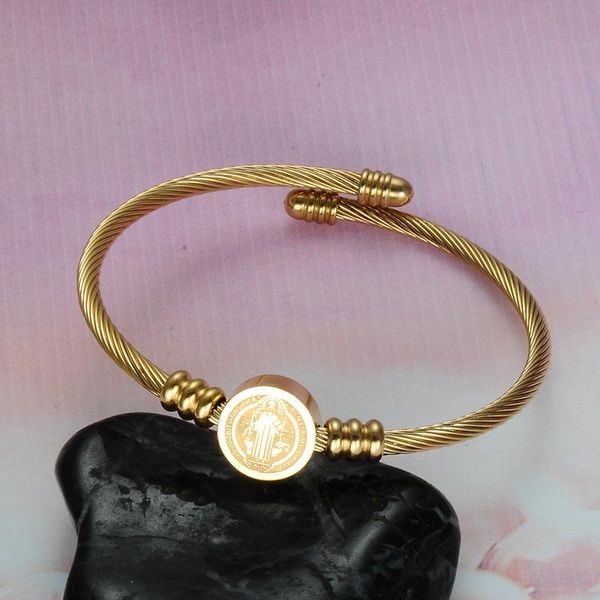charm bracelets catholic st. benedict geometric medal wire bangles for women gold color metal stainless steel san benito pulseras mujer brac, Golden;silver
charm bracelets catholic st. benedict geometric medal wire bangles for women gold color metal stainless steel san benito pulseras mujer brac, Golden;silver