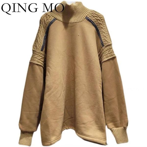 women's hoodies & sweatshirts qing mo knitted stitching plus velvet sweatshirt women 2021 autumn winter high neck large size loose pull, Black
women's hoodies & sweatshirts qing mo knitted stitching plus velvet sweatshirt women 2021 autumn winter high neck large size loose pull, Black