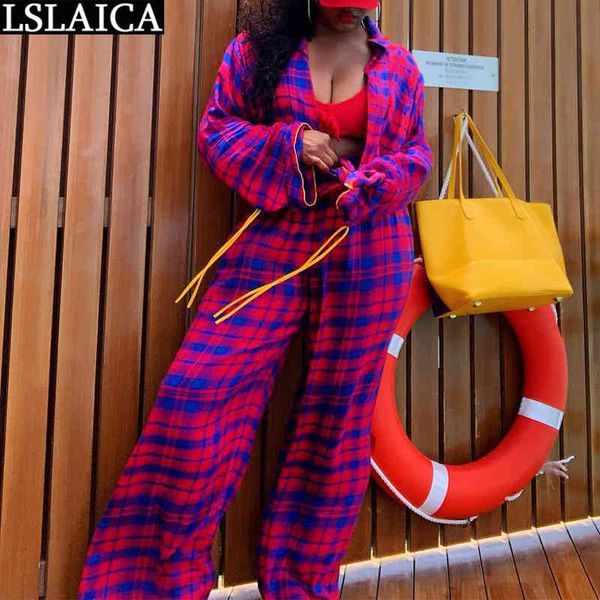 woman two piece outfit set fashion plaid long sleeve wide leg pants sets casual loose womens lounge wear autumn 210520, White
woman two piece outfit set fashion plaid long sleeve wide leg pants sets casual loose womens lounge wear autumn 210520, White
