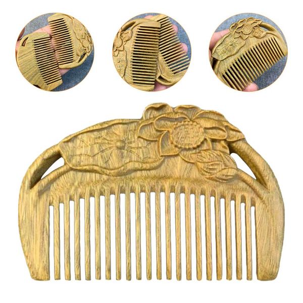 hair brushes 1 pc carved lotus sandalwood comb anti-static household combs, Silver 
hair brushes 1 pc carved lotus sandalwood comb anti-static household combs, Silver