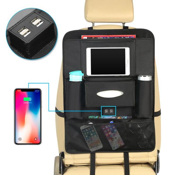 car organizer seat back auto bag phone tablet storage with 4 usb charging sockets
car organizer seat back auto bag phone tablet storage with 4 usb charging sockets
