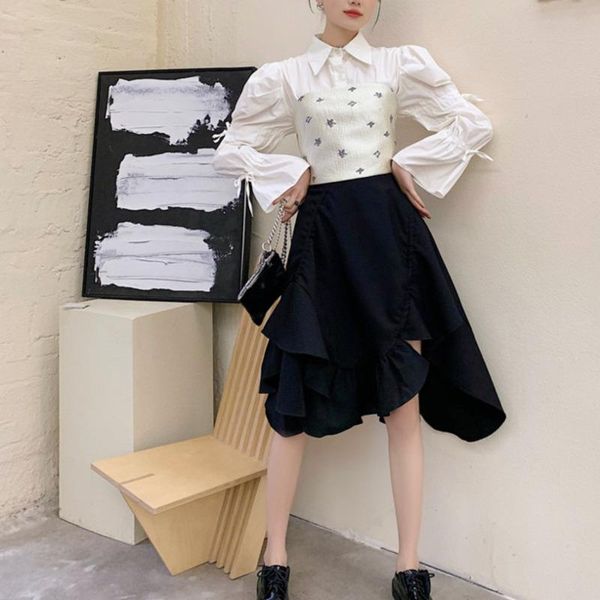 skirts high elastic waist half-body white asymmetrical ruffle skirt women fashion tide arrivals spring autumn 2021 e050, Black
skirts high elastic waist half-body white asymmetrical ruffle skirt women fashion tide arrivals spring autumn 2021 e050, Black