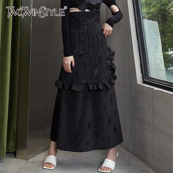 black patchwork vintage skirt for women high waist solid ankle length skirts female clothing fashion style 210521
black patchwork vintage skirt for women high waist solid ankle length skirts female clothing fashion style 210521