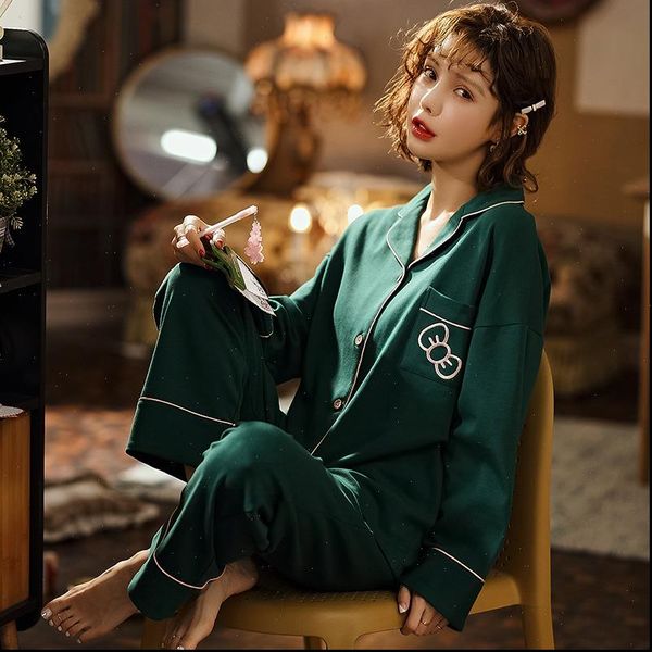 cartoons pajamas turn down collar women sleepwear pure cotton trousers long sleeve plus 2 piece set comfortable, Black;red
cartoons pajamas turn down collar women sleepwear pure cotton trousers long sleeve plus 2 piece set comfortable, Black;red