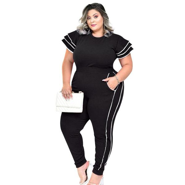 plus size tracksuits sale large lady 2 piece outfits clothes ruffle summer short sleeve striped print fashion office women clothing set d30, Black
plus size tracksuits sale large lady 2 piece outfits clothes ruffle summer short sleeve striped print fashion office women clothing set d30, Black