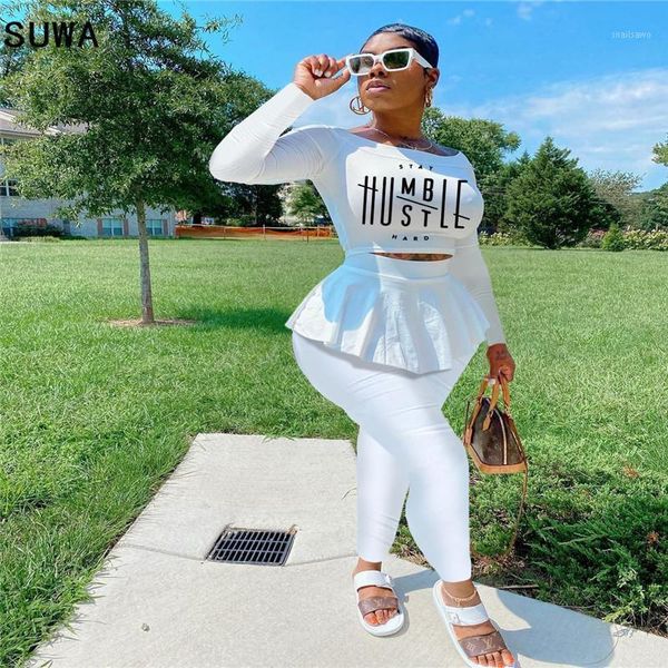 women's two piece pants women long sleeve o-neck printed jacket elastic waist stitching lotus leaf ruffled feet street fashion trousers, White
women's two piece pants women long sleeve o-neck printed jacket elastic waist stitching lotus leaf ruffled feet street fashion trousers, White