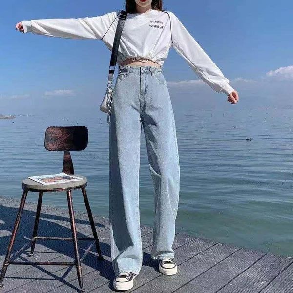women's jeans korean style baggy woman high waist wide leg casual straight trousers women big size washed solid denim pants 2021, Blue
women's jeans korean style baggy woman high waist wide leg casual straight trousers women big size washed solid denim pants 2021, Blue