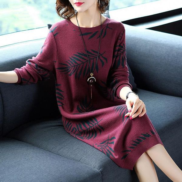 casual dresses women autumn loose plus size knit dress female long-sleeved o-neck sweater ladies leaves print knee-length p105, Black;gray
casual dresses women autumn loose plus size knit dress female long-sleeved o-neck sweater ladies leaves print knee-length p105, Black;gray