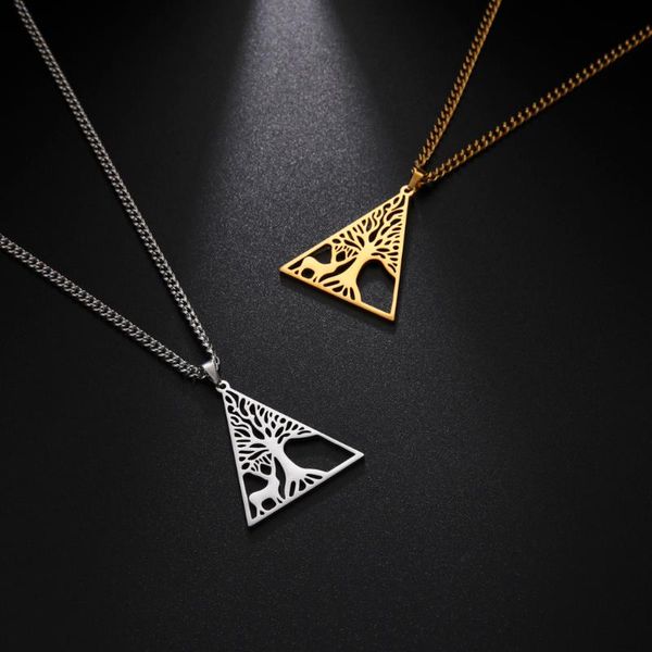 chains lemegeton stainless steel tree elk pendant necklace for men women gold color geometric triangle necklaces jewelry christmas gift, Silver
chains lemegeton stainless steel tree elk pendant necklace for men women gold color geometric triangle necklaces jewelry christmas gift, Silver