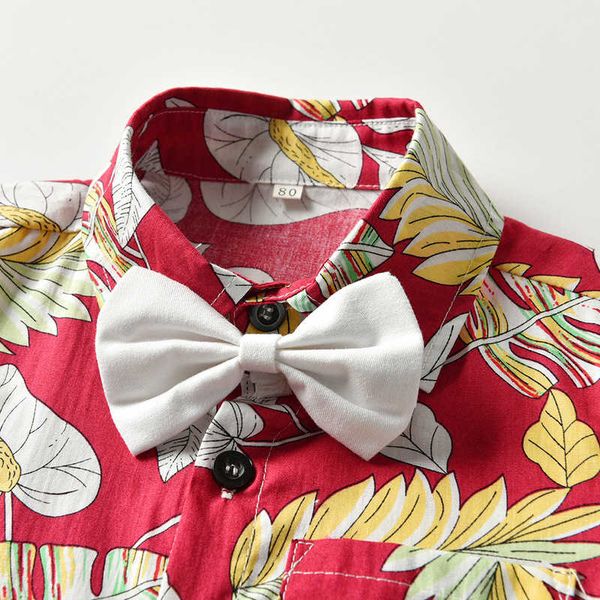 children's summer boys' floral shirt bow short sleeve suit shorts two piece set, Blue
children's summer boys' floral shirt bow short sleeve suit shorts two piece set, Blue