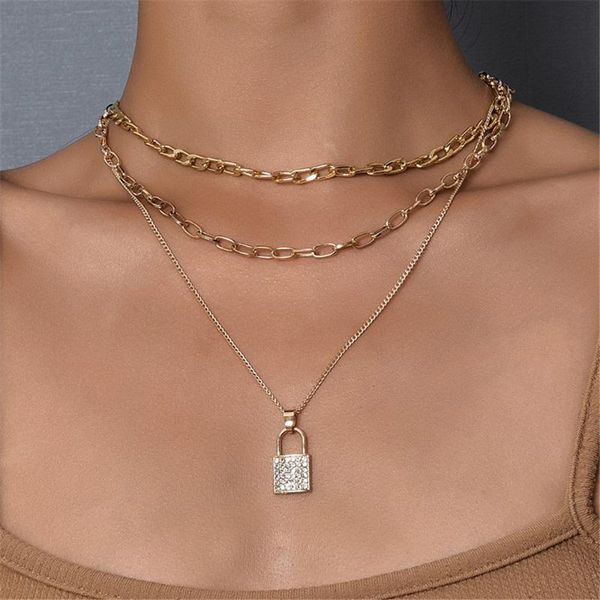 boho 2021 fashion vintage collar multilevel necklace for women female gold full crystal inlaid lock pendant chain jewelry gift necklaces, Silver
boho 2021 fashion vintage collar multilevel necklace for women female gold full crystal inlaid lock pendant chain jewelry gift necklaces, Silver